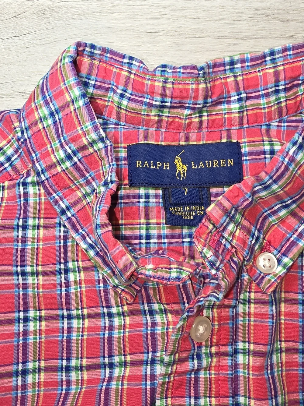 Ralph Lauren Long Sleeve Button Up Collared Shirt Boys Size 7 A4